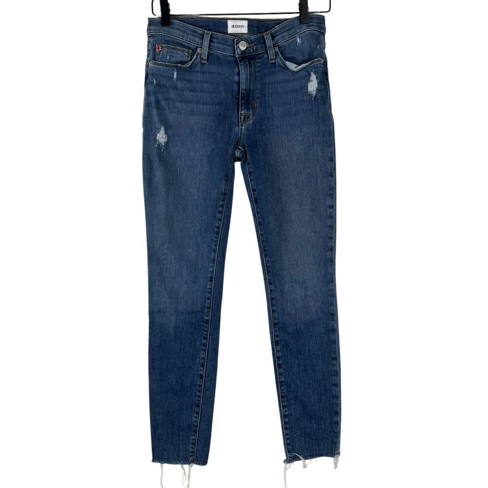 Hudson Women's Blue Stretch Natalie Midrise Super Skinny Ankle Jeans Size 26